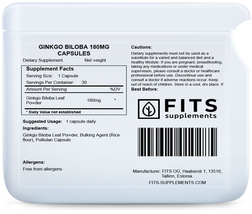 Ginkgo Biloba 180mg 30 kapslar