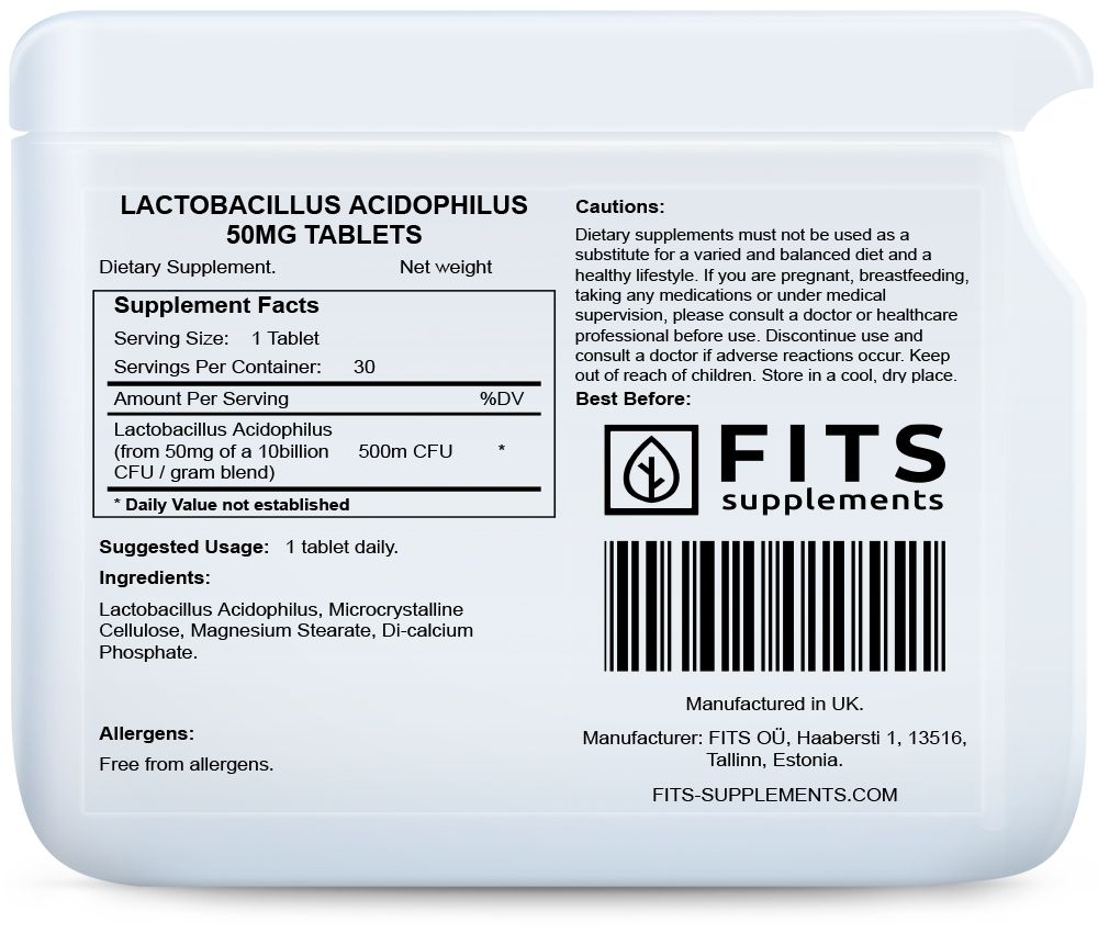 Lactobacillus Acidophilus 50mg 30 tabletter