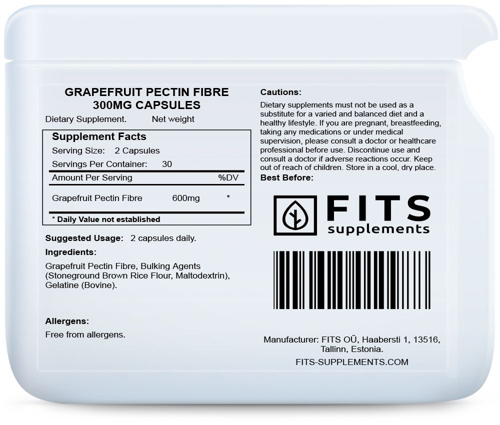 Grapefruktpektinfiber 300mg 60 kapslar