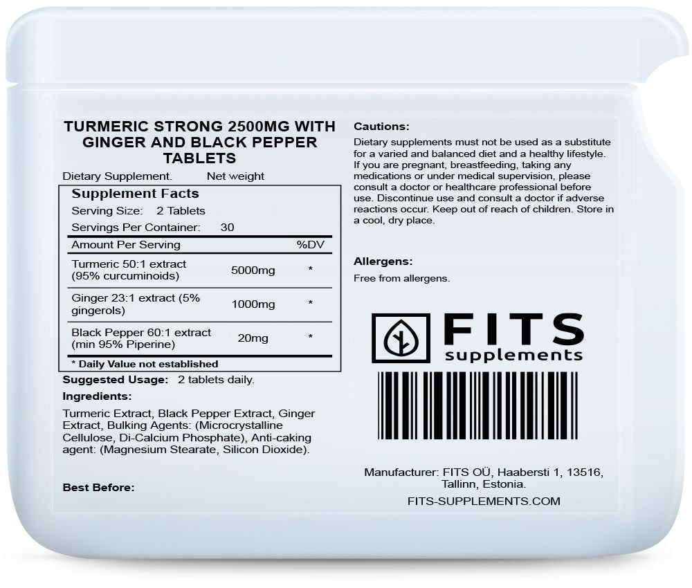 Turmeric Strong 2500mg with Ginger and Black Pepper 60 tablets