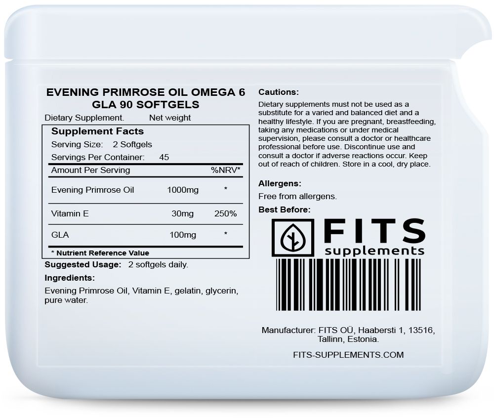 Evening Primrose Oil Omega 6 GLA 90 mjuka kapslar