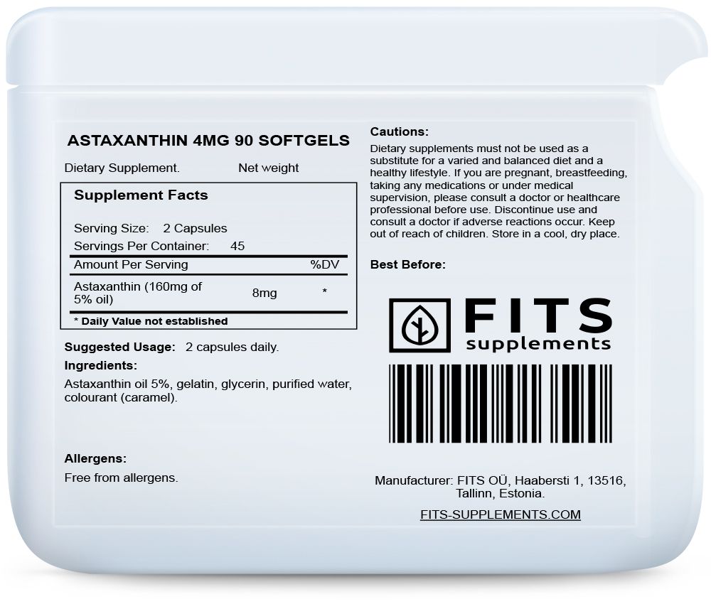 Astaxantin 4mg 90 mjuka kapslar