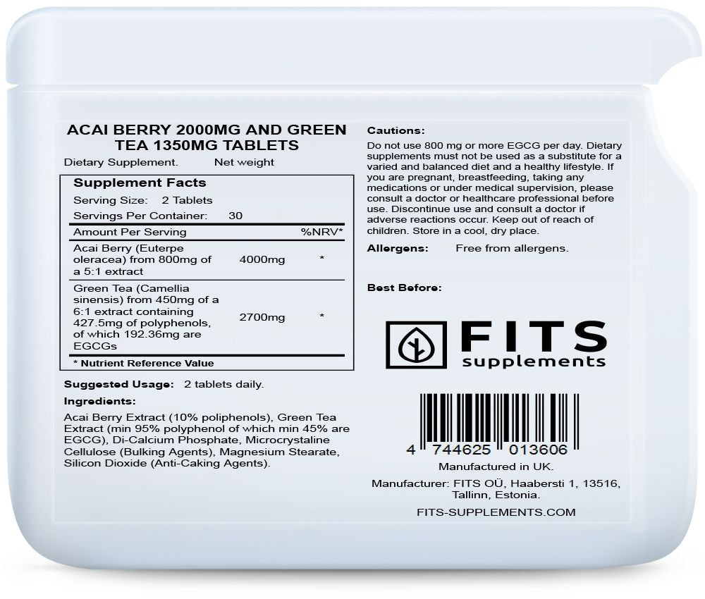 Acai Berry 2000mg och Grönt Te 1350mg 60 tabletter