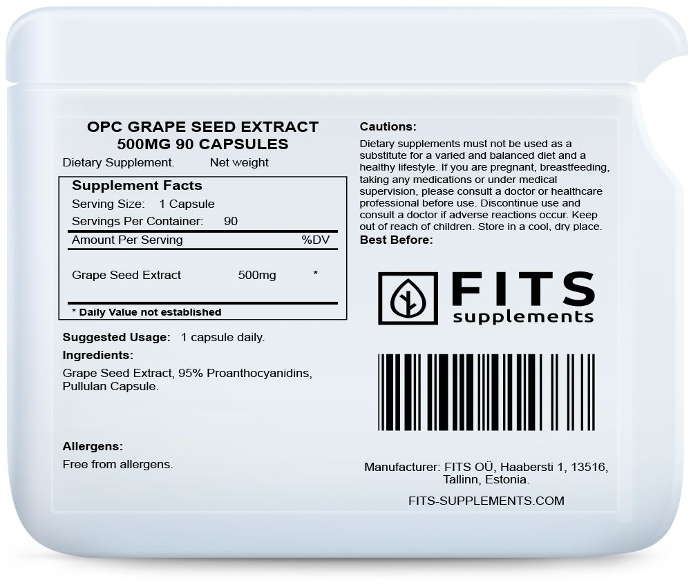 OPC druvkärnextrakt 500mg 90 kapslar