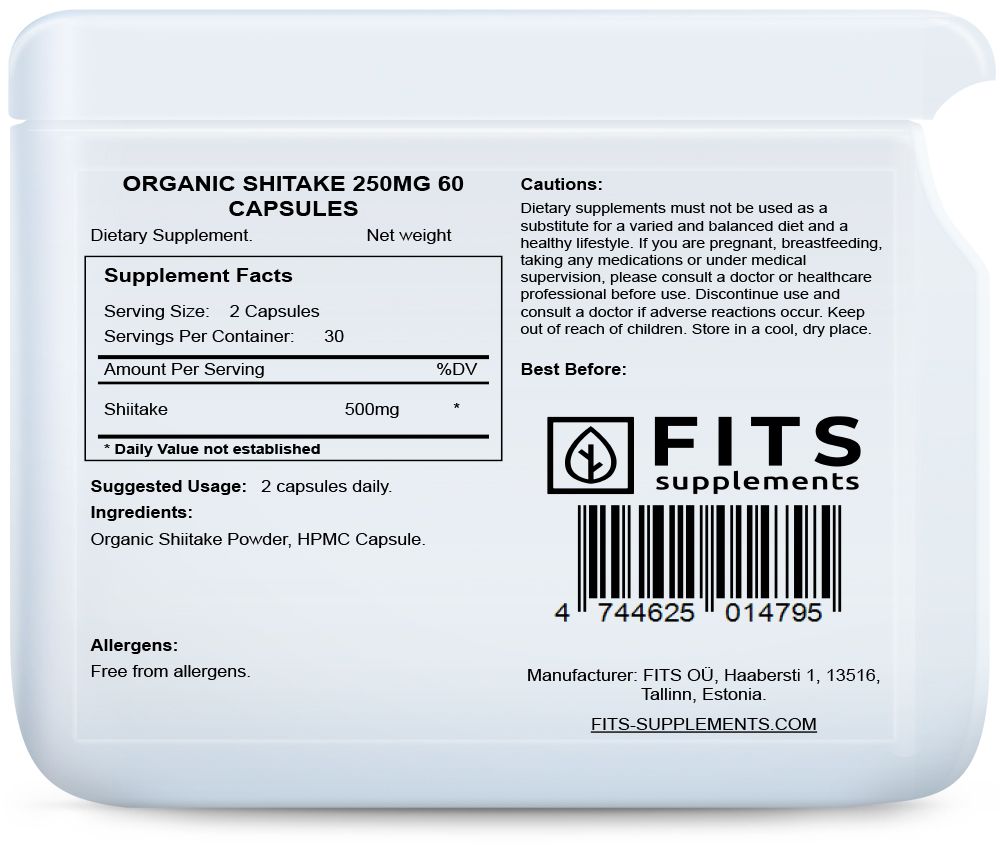 Ekologisk Shiitake 250mg 60 kapslar