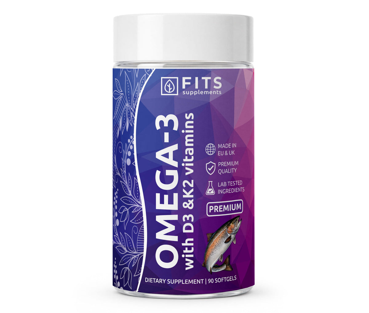 Omega 3 Premium med D3- och K2-vitaminer 90 mjuka kapslar