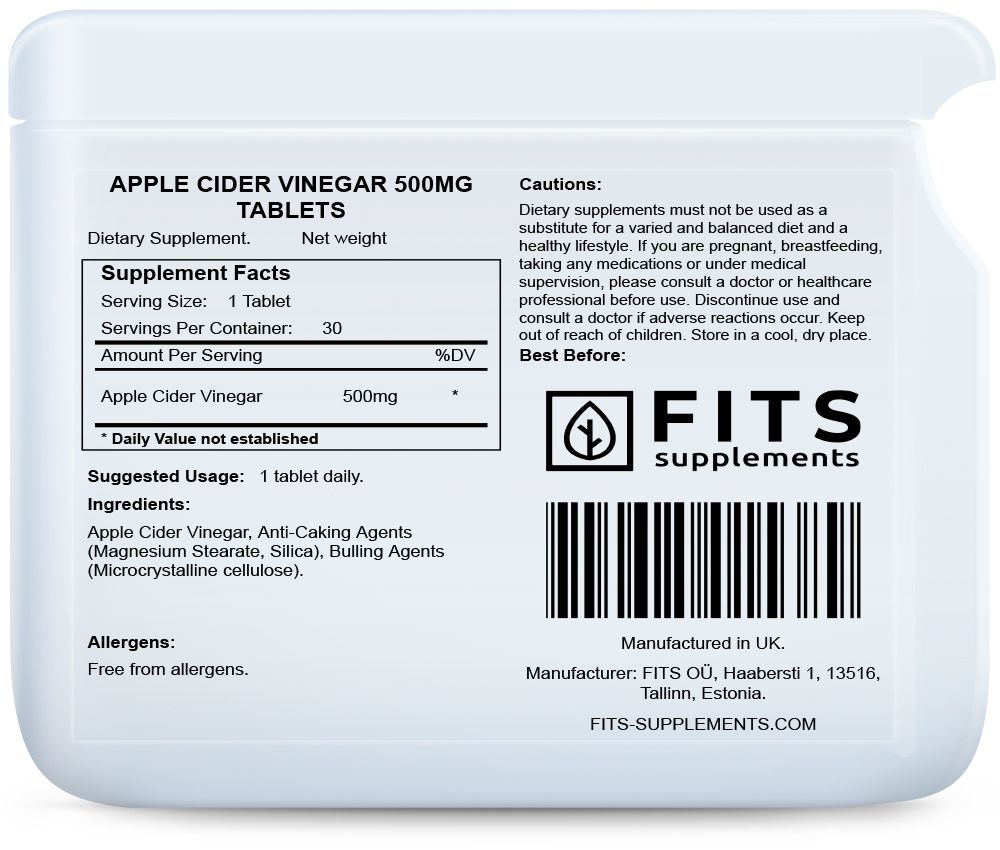Äppelcidervinäger 500mg 30 tabletter