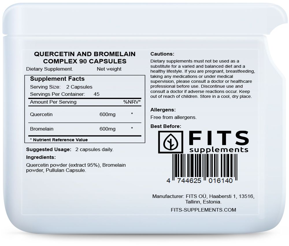 Quercetin och Bromelain Komplex 90 kapslar