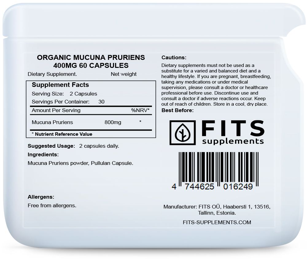 Ekologisk Mucuna Pruriens 400mg 60 kapslar