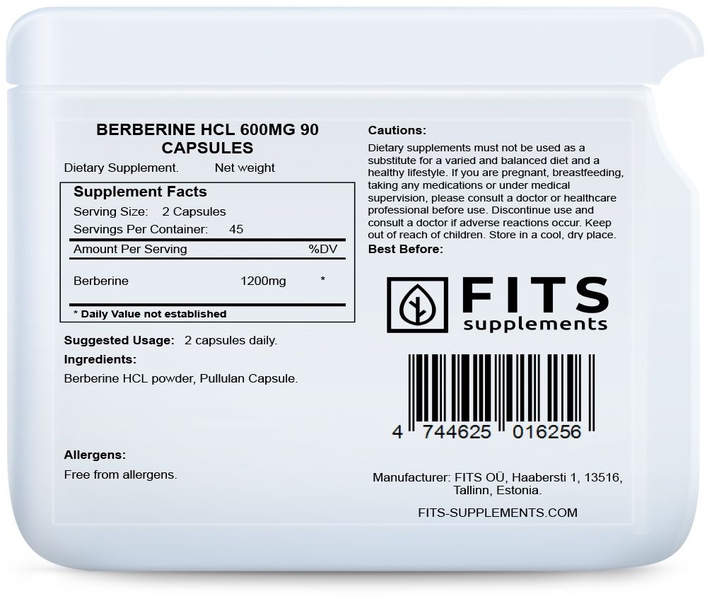 Berberine HCL Stark 600mg 90 kapslar