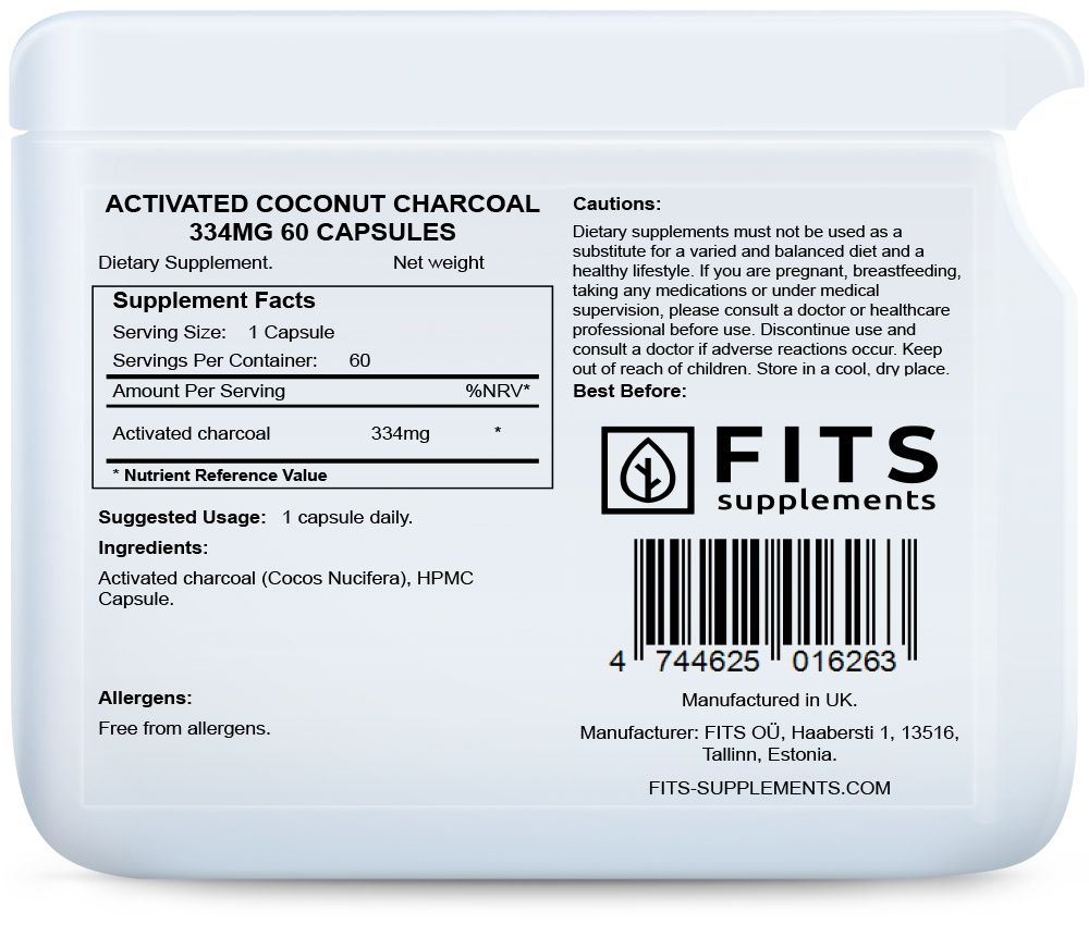 Aktiverat kokoskol 334mg 60 kapslar