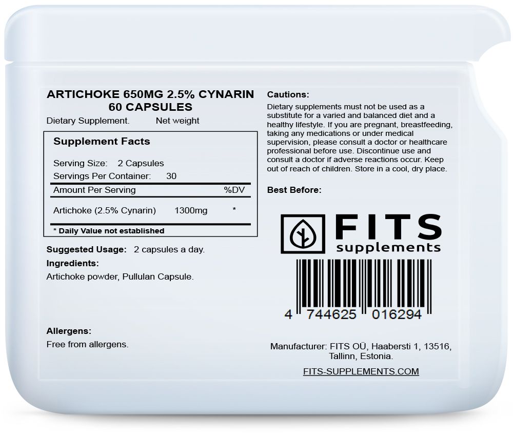 Kronärtskocka 650mg 2,5% Cynarin 60 kapslar