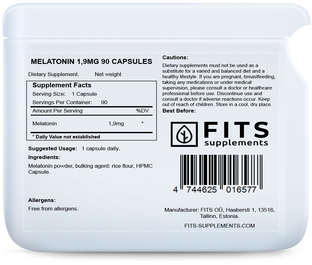 Melatonin 1,9mg 90 kapslar